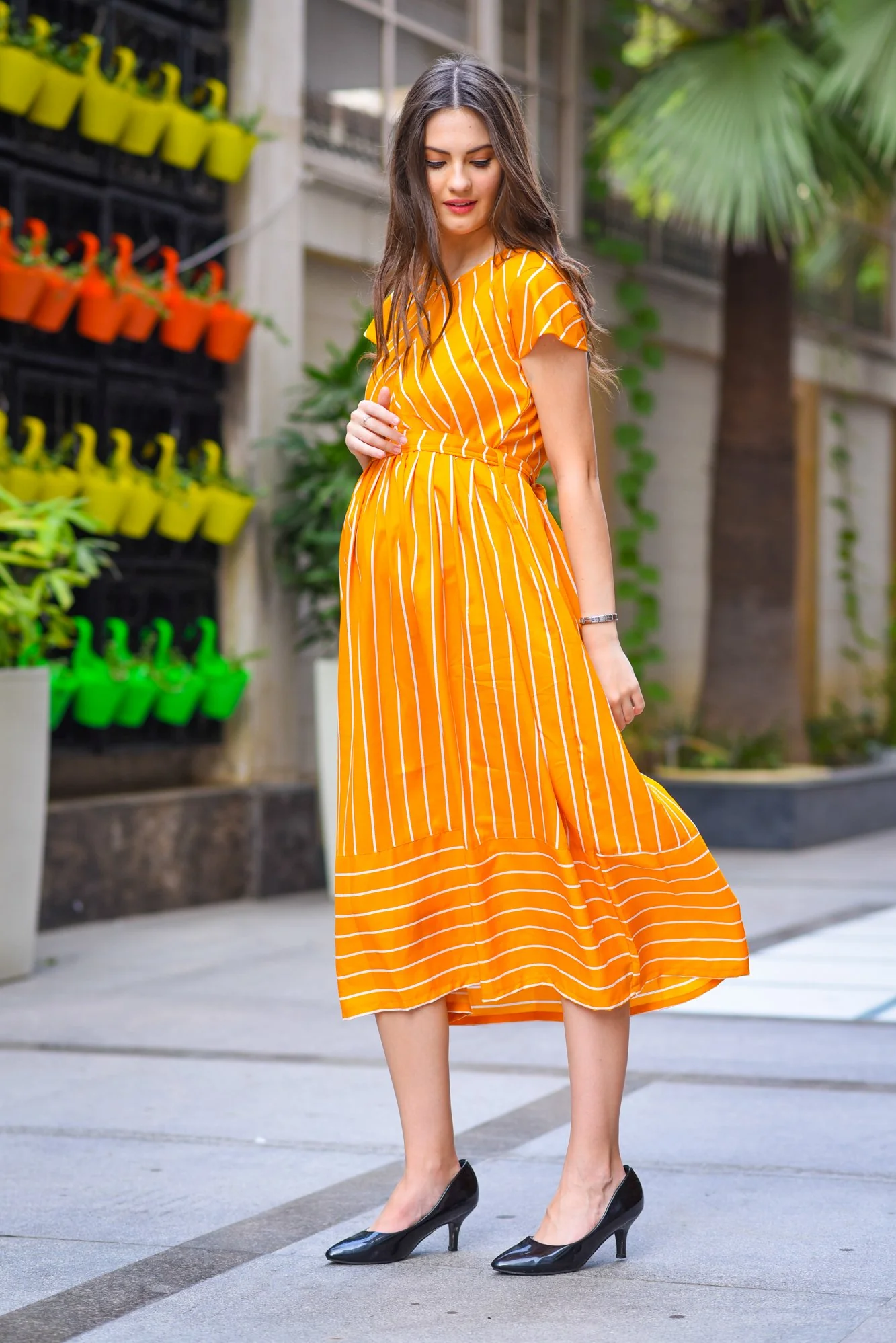 Sunshine Striped Maternity & Nursing Dress - Chenance