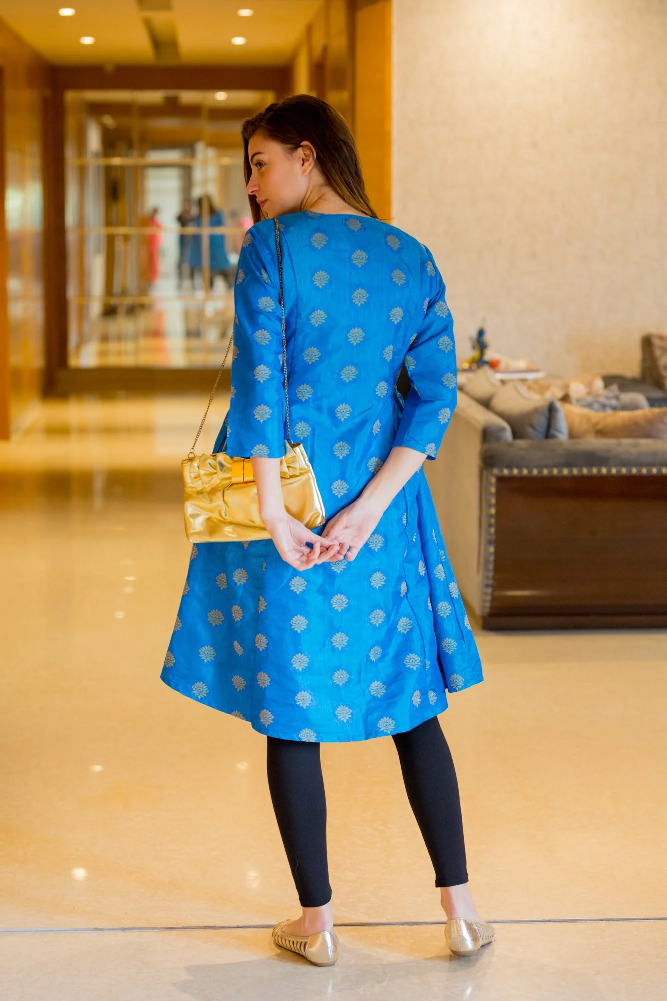 Indigo Silk Maternity and Nursing Kurta - Chenance