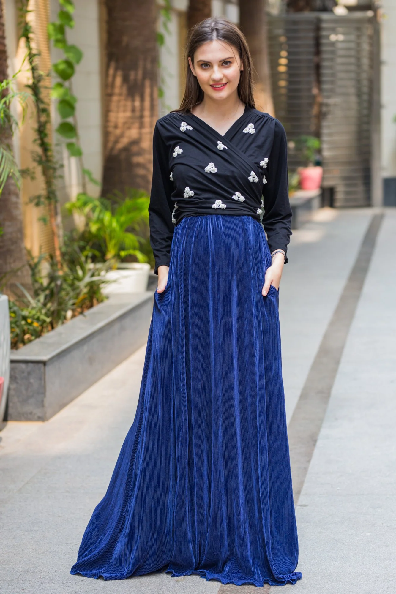 Divine Embroidered Nursing Wrap Dress - Chenance