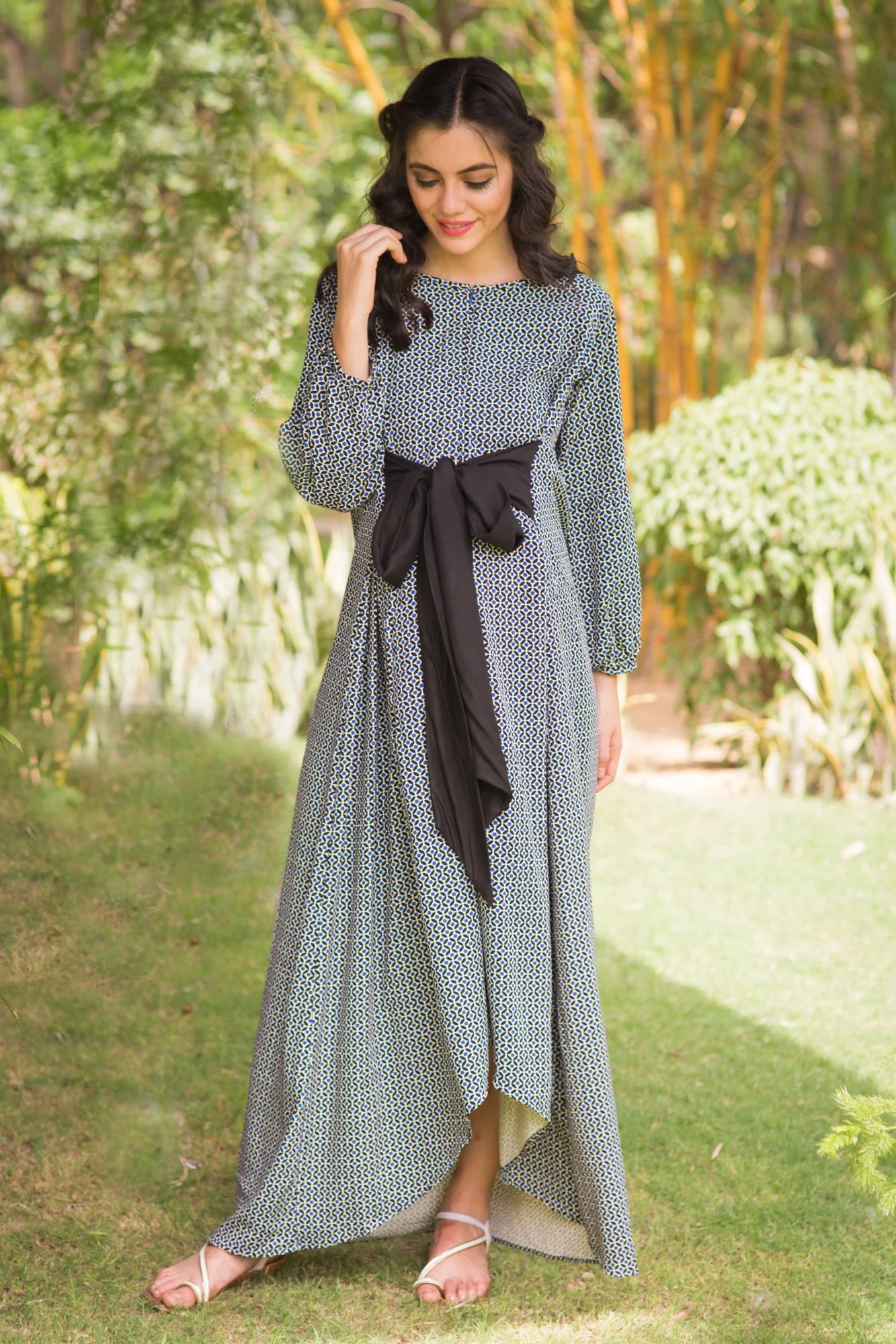 Classic Front Bow High-Low Maternity & Nursing Dress - Chenance