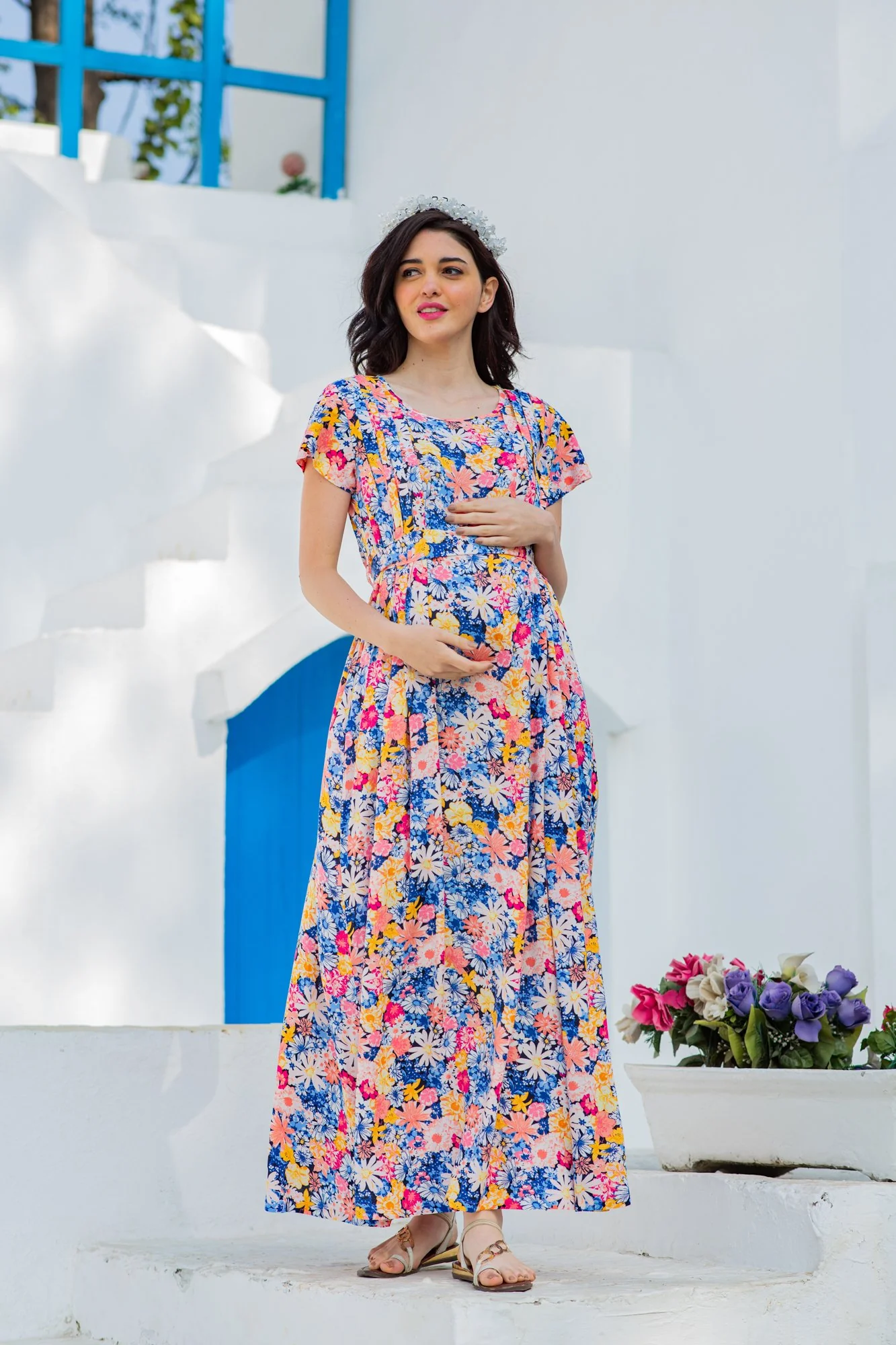 Azure Lily Pintucks Concealed Zips Dress - Chenance