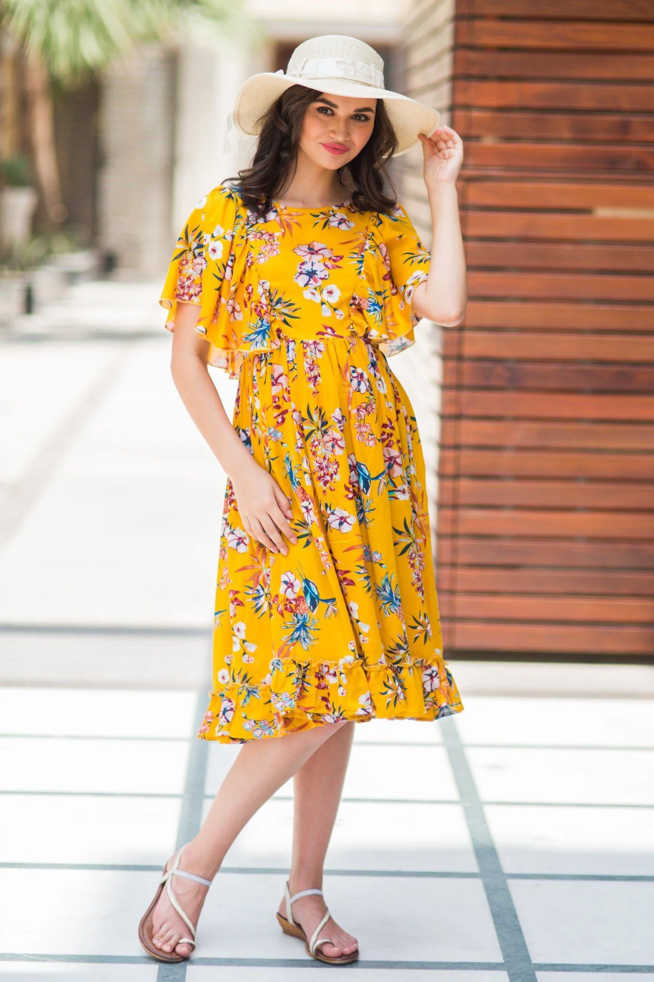 Marigold Maternity & Nursing Flap Dress - Chenance