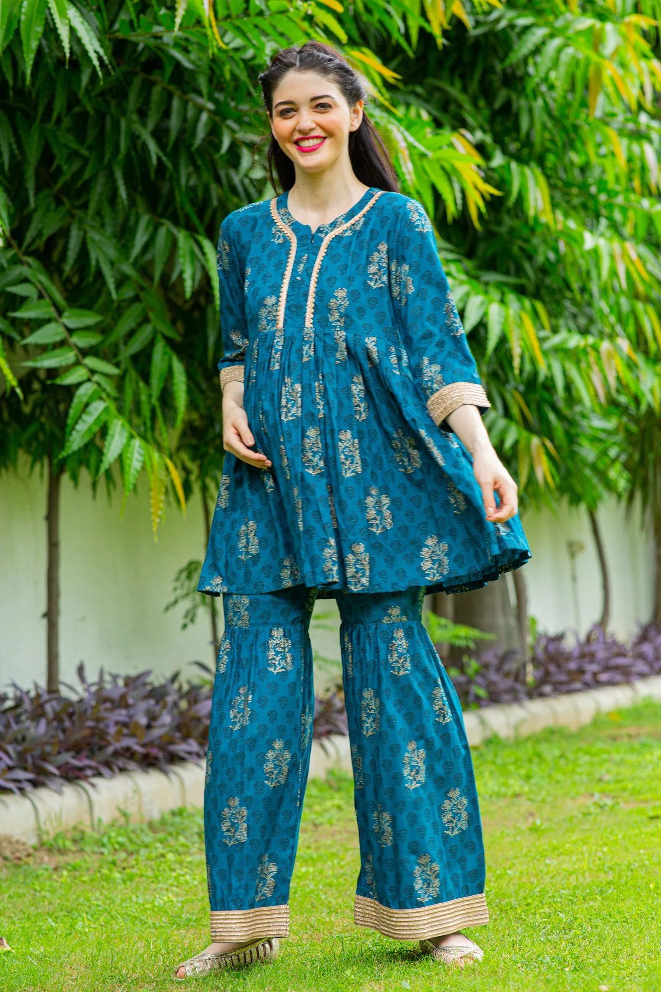 Indigo Gold Maternity & Nursing Suit Set (2 pc) - Chenance