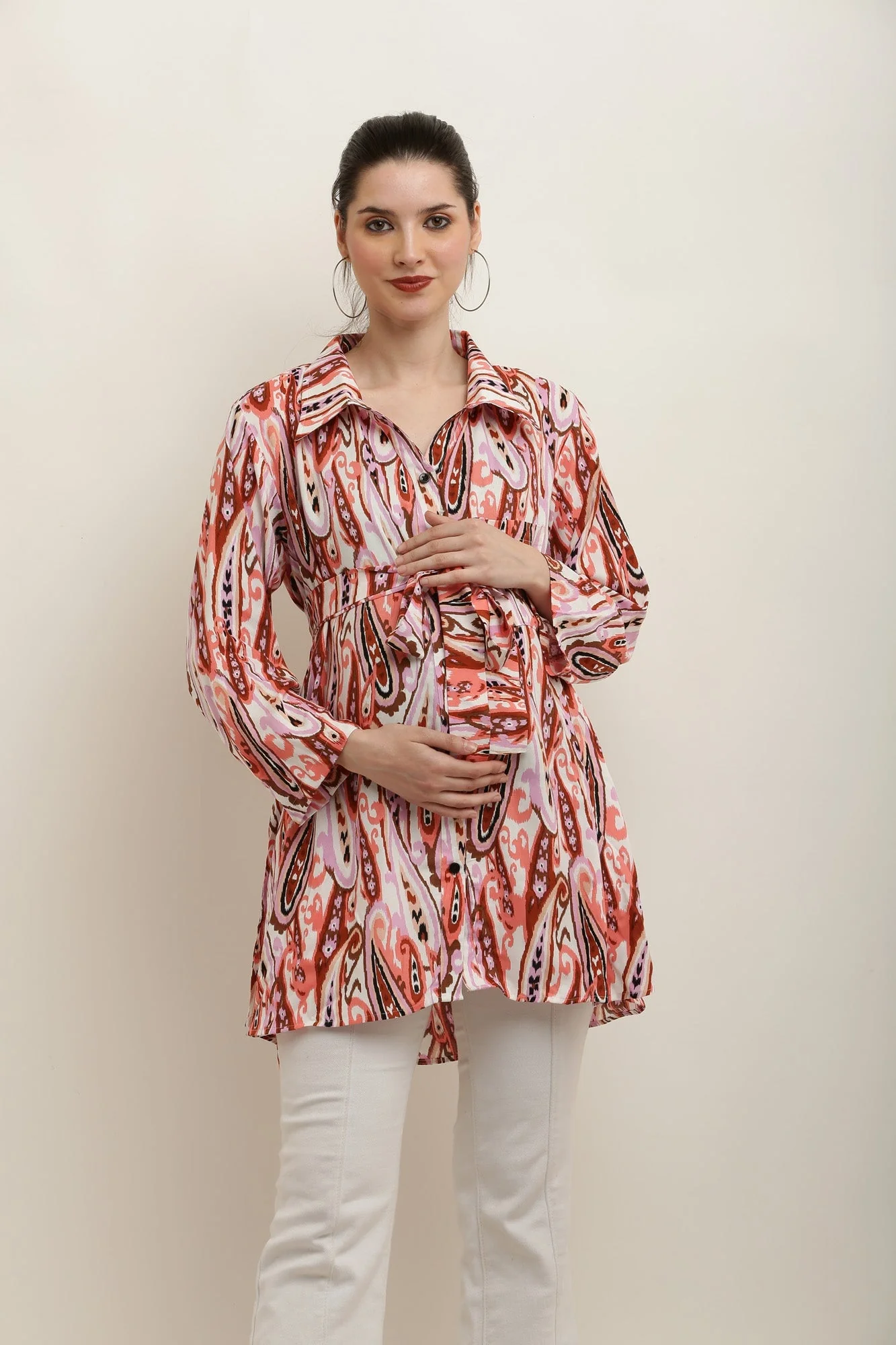 Boho Reddish Paisley Maternity & Nursing Shirt Top - Chenance