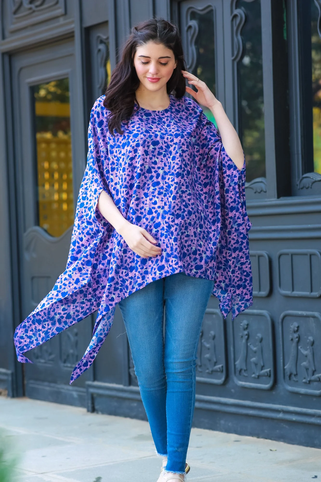 Ocean Blue Maternity Poncho Top - Chenance