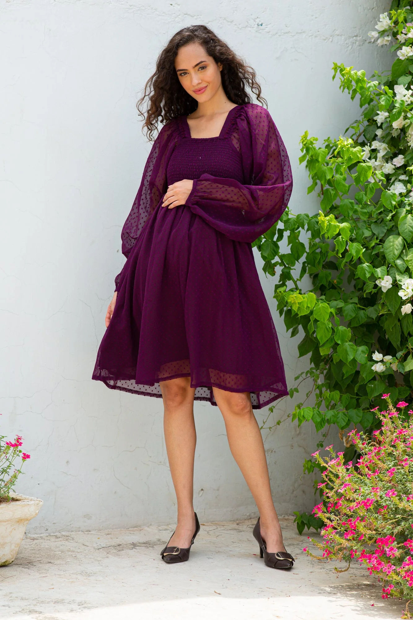 Classy Grape Wine Maternity Dress - Chenance