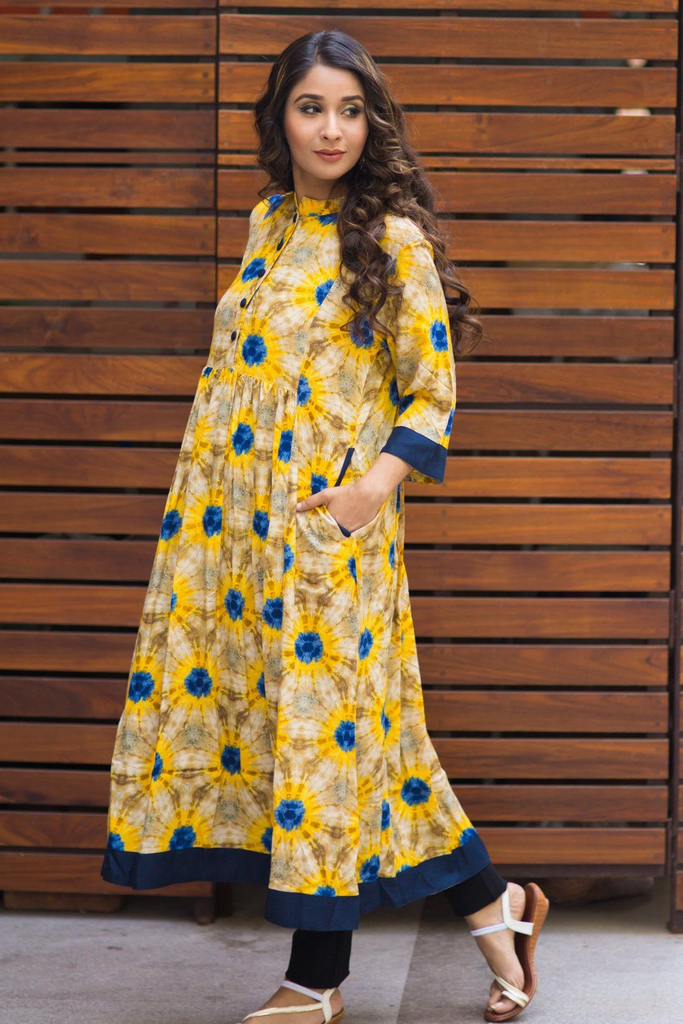 Daffodil Yellow Abstract Nursing Kurta - Chenance