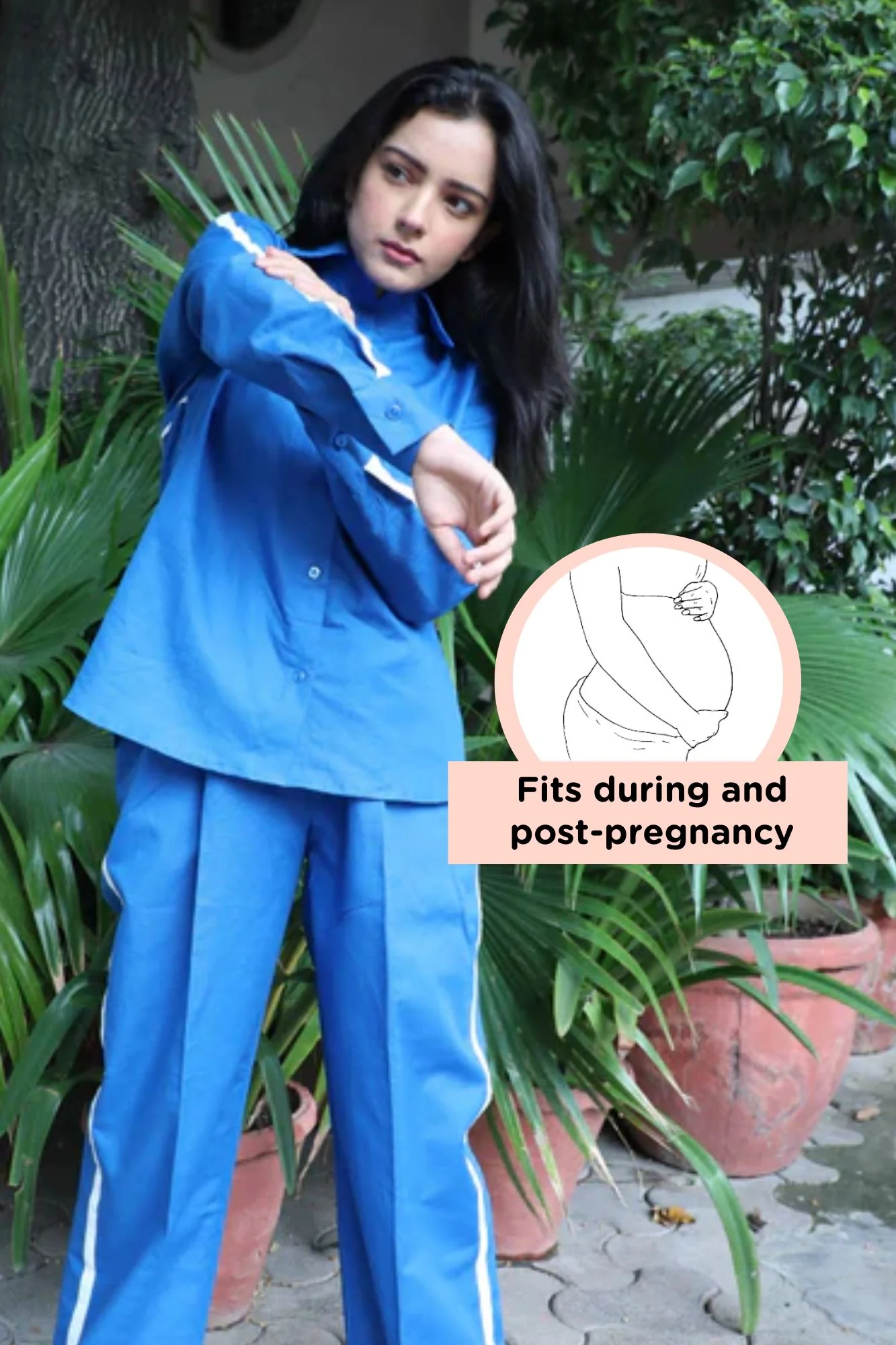 Cobalt Blue Maternity & Nursing Coord Set (Cotton Linen) (2 pc) - Chenance