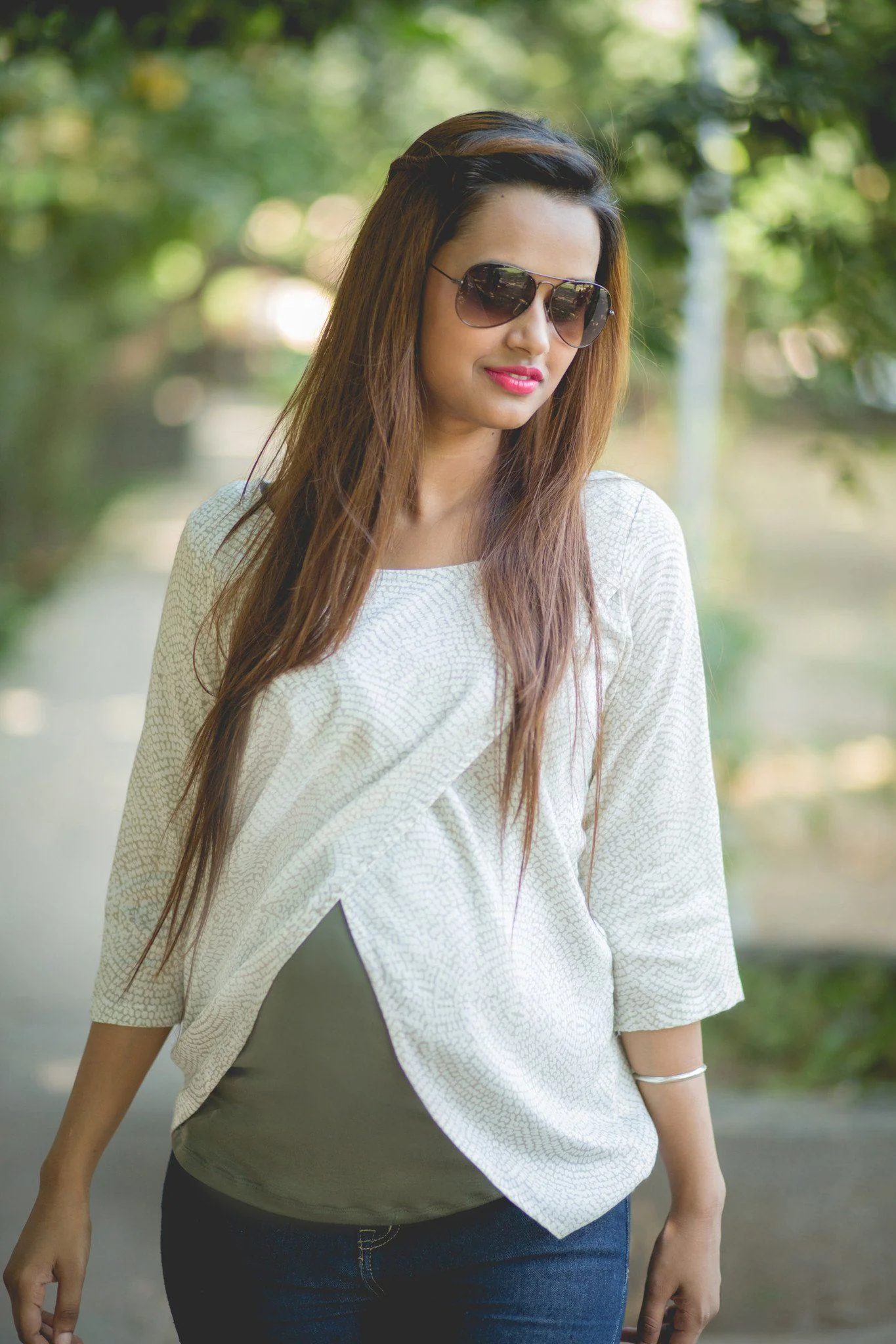 Ivory Print Front Wrap Maternity Top - Chenance