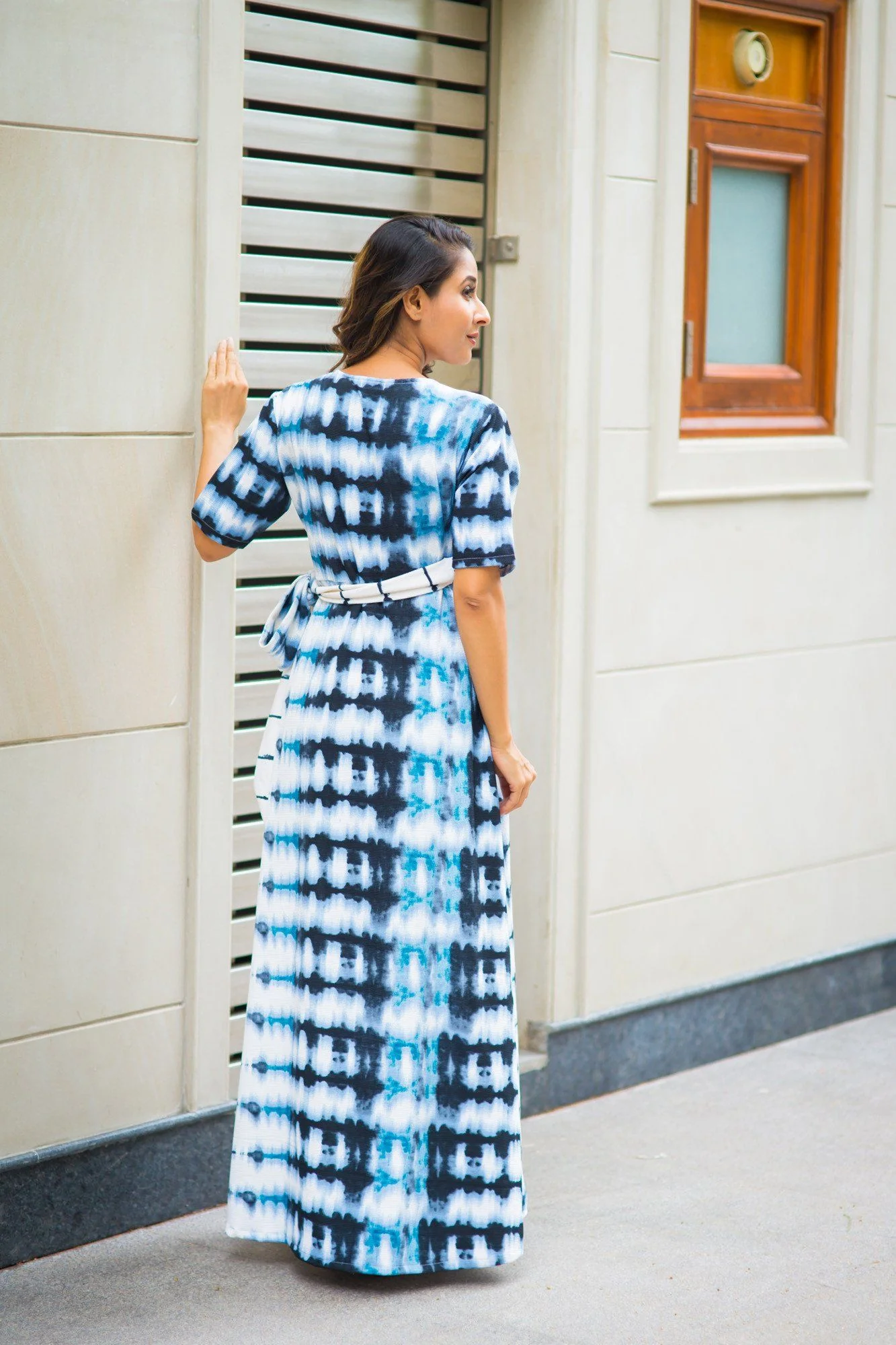 Shades Of Blue Maternity & Nursing Wrap Dress - Chenance