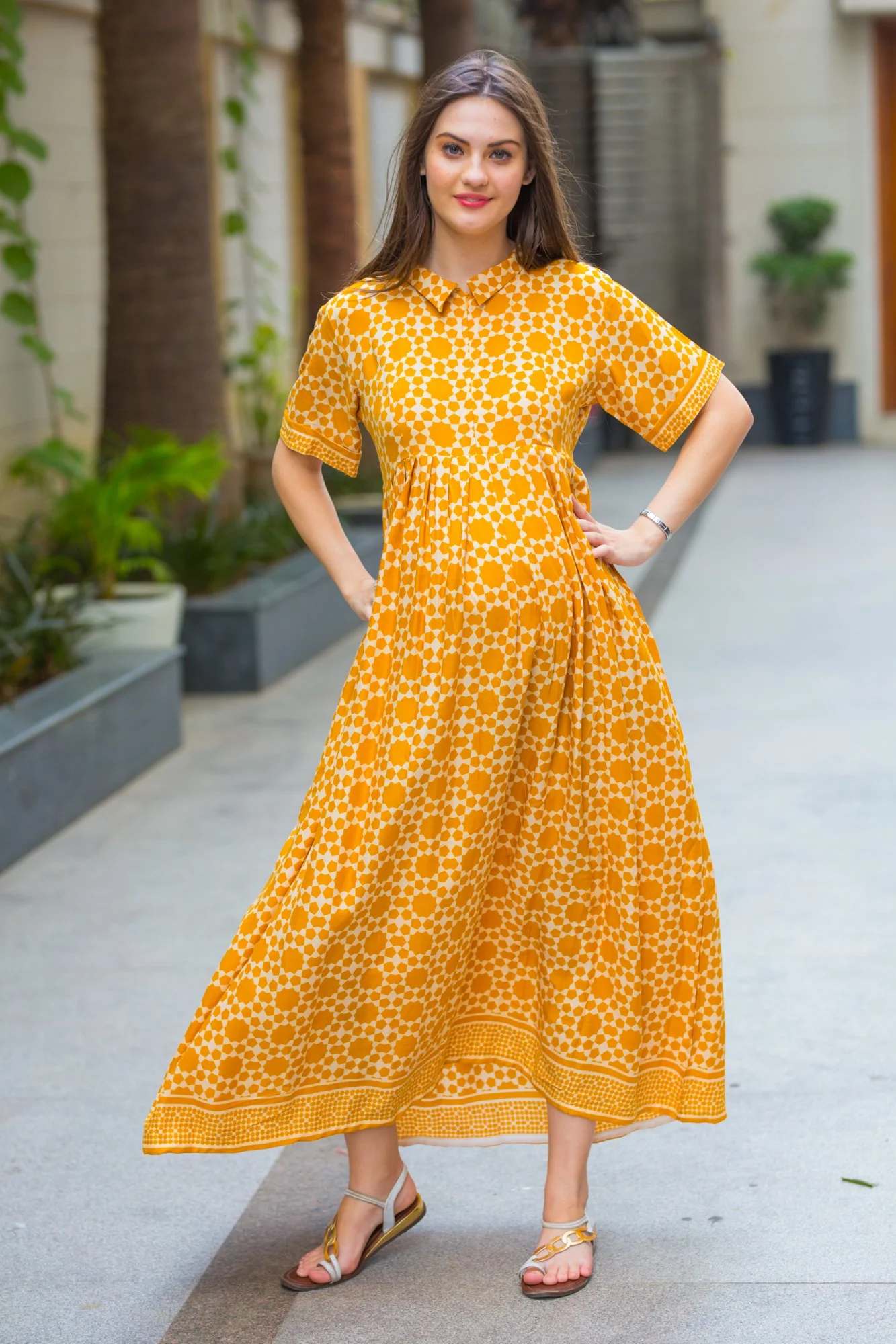 Sunny Printed Maternity & Nursing Dress - Chenance