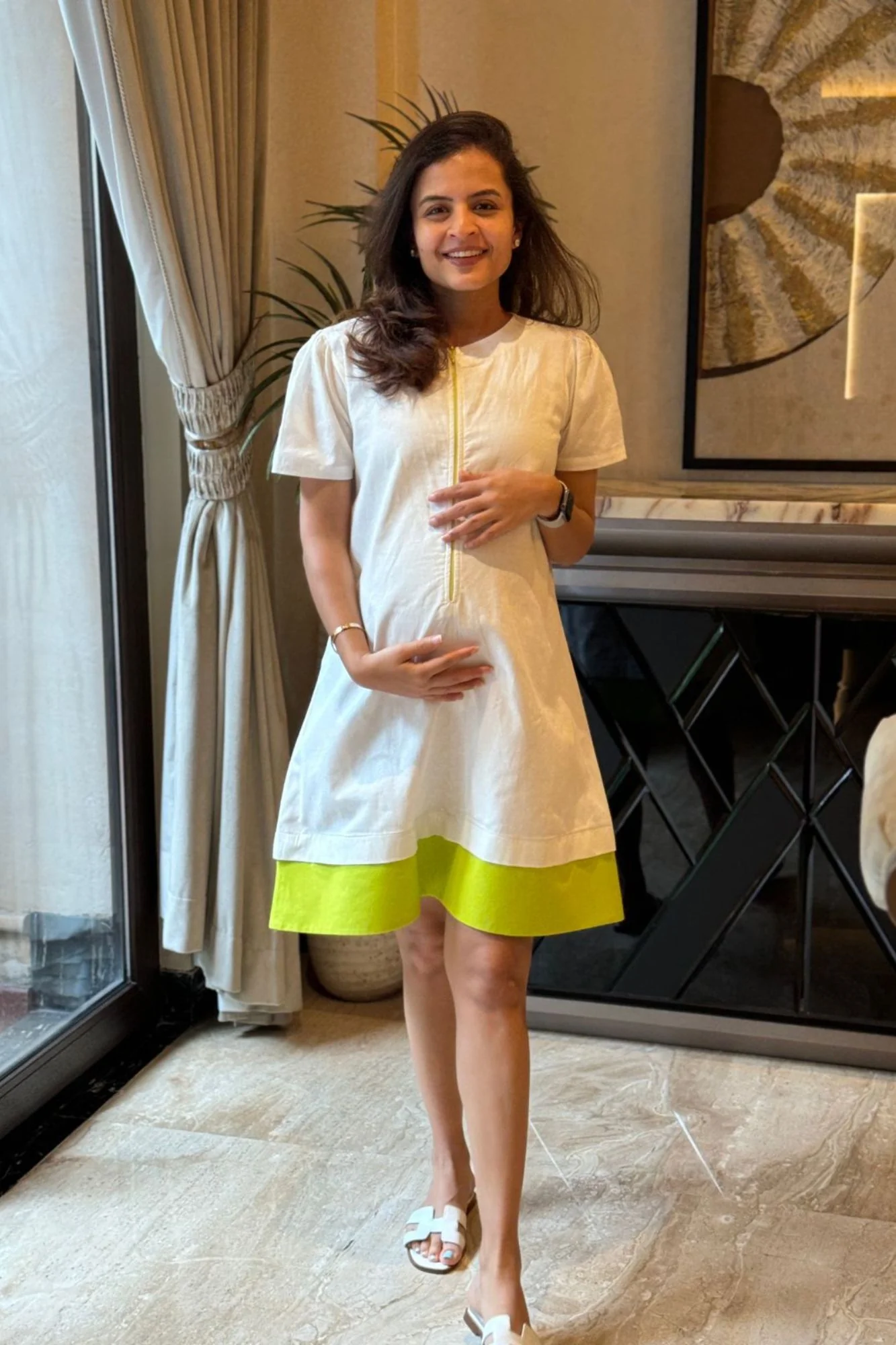 Easy Breezy White Maternity & Nursing Linen Dress - Chenance