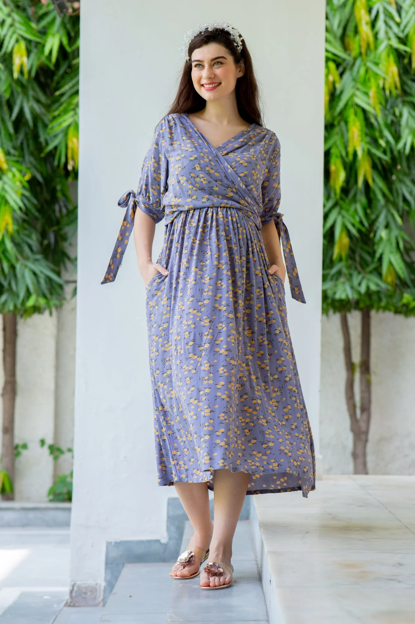 Mulberry Maternity & Nursing Midi Wrap Dress - Chenance