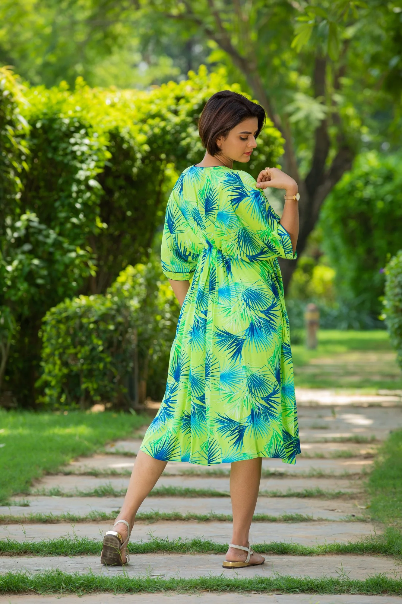 Leafy Maternity & Nursing Kaftan Dress - Chenance